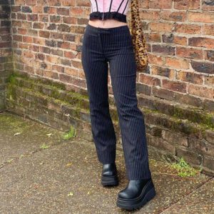 Ladies Striped Slimming Casual Pants Trousers