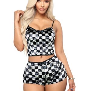 Fashion Printed Velvet Sexy Shorts Pajamas Ladies Suit