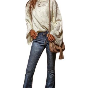 Hollow Flared Sleeve Ladies Sweater