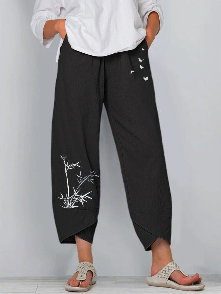 Printed Ladies Elastic Waist Casual Pants - Image 5