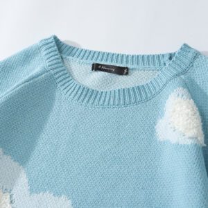 Hole Cloud Flocking Jacquard Sweater Couple Pullover