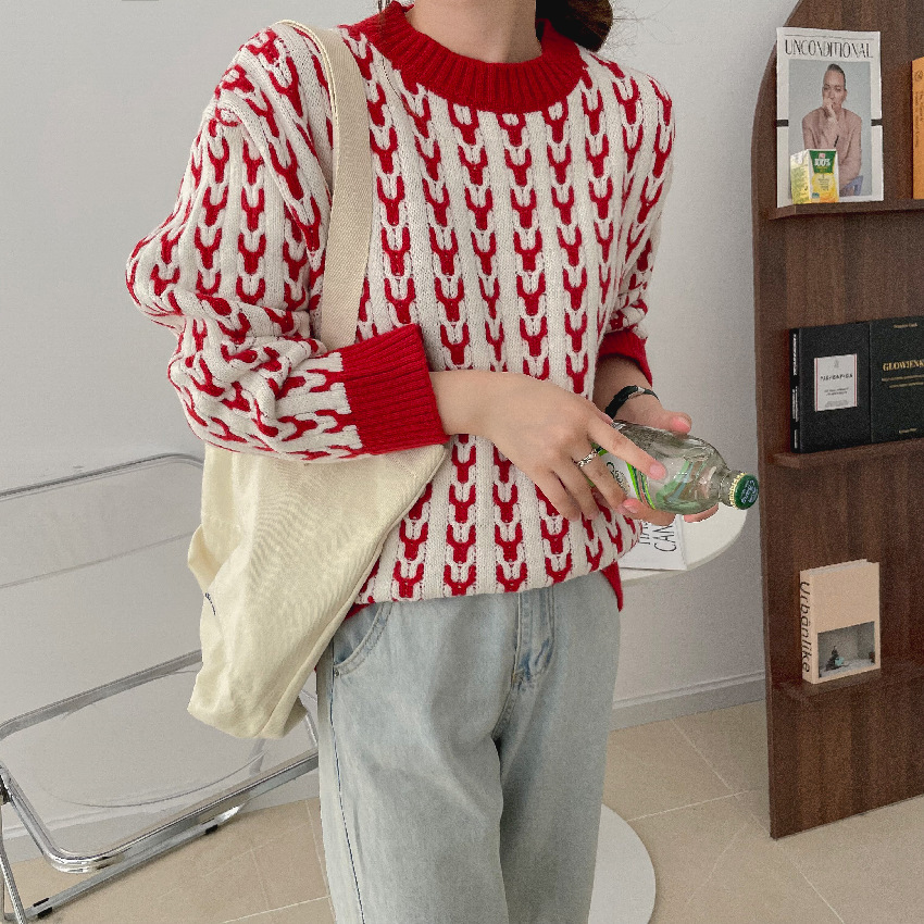 Ladies Raccoon Fleece Loose Knitted Sweater - Image 6