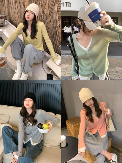 Fashion Ladies Fake Two-piece V-neck Sweater - Image 5