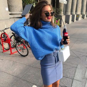 Ladies high neck long sleeve sweater