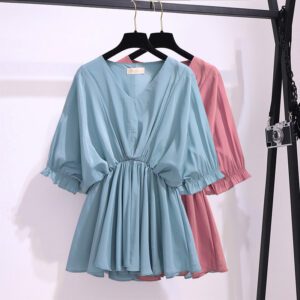 Summer Thin Chiffon Ladies Short Sleeve