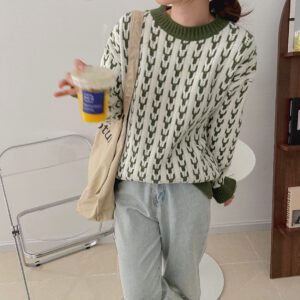 Ladies Raccoon Fleece Loose Knitted Sweater