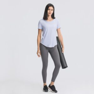 Simple Loose Brushed Yoga Ladies Short Sleeves