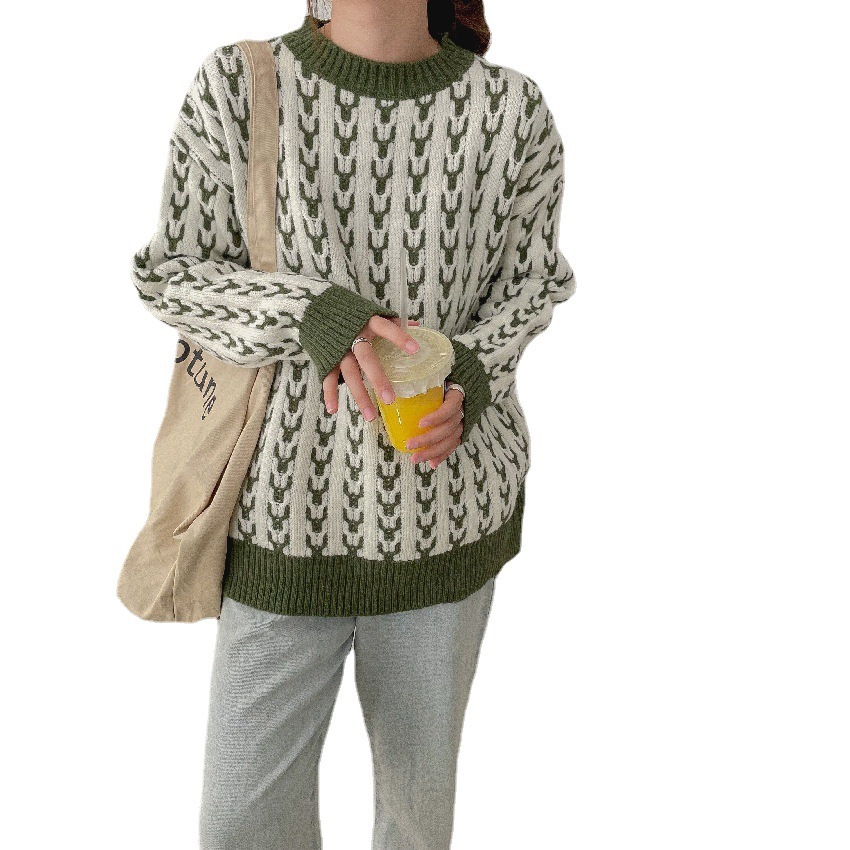Ladies Raccoon Fleece Loose Knitted Sweater - Image 2