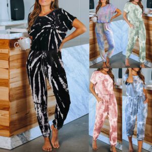 Tie Dye Print One Piece Pajamas Loungewear