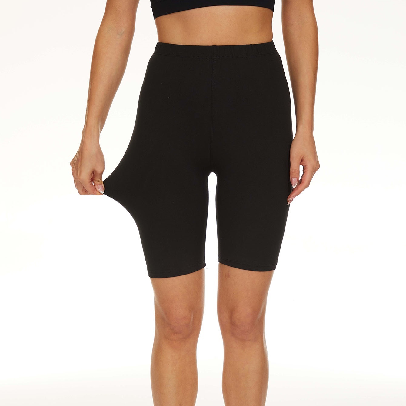 Women's Biker Shorts - 8 Inch Soft Stretch Sports Summer Shorts For Dress Workout Running Cycling Yoga - Solid Black 4XL