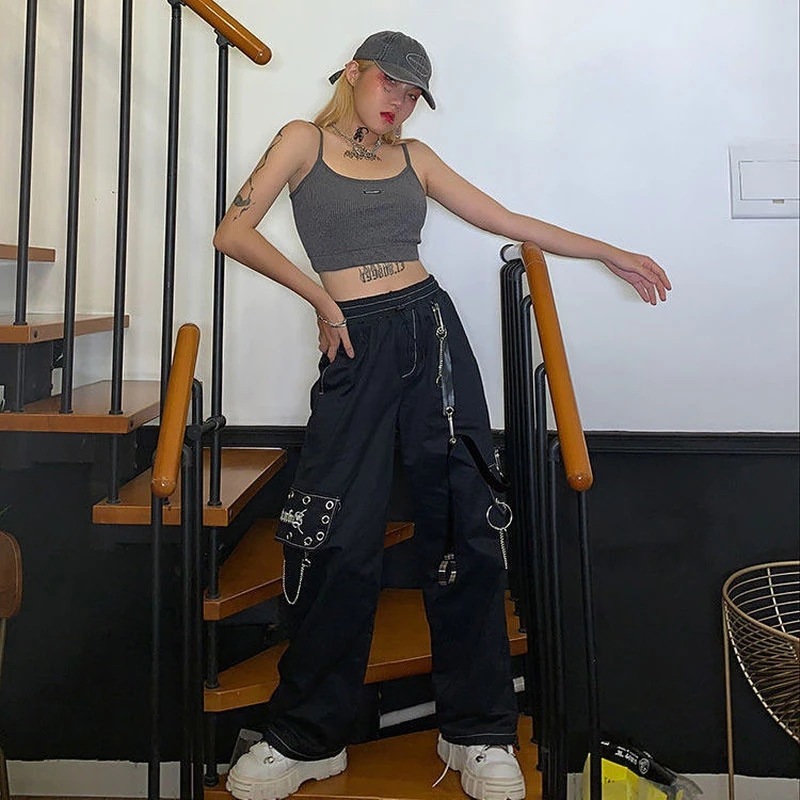 Pants Ladies Black Casual Street - Image 2